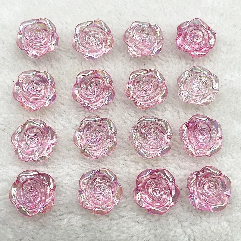 15pcs 20mm Colour Rose Flower Acrylic Loose Spacer Beads for Jewelry Making DIY Bracelet Accessories