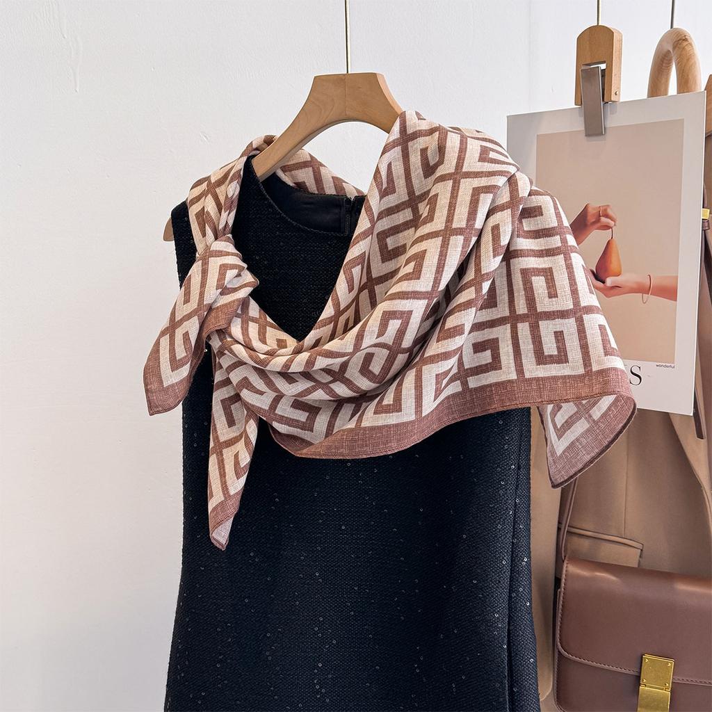 Spring and Summer Fashion Geometric Series Big Square Scarf  Versatile Exterior Shawl  Scarf Printed Headscarf  Thin Style