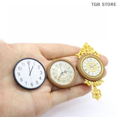 1Pcs Pretend Retro European Wall Clock Furniture 1:12 Miniature Home Decor Accessories