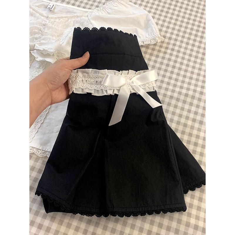 

Fifth Day Who Knows! Really Good! Summer New Design Sense Bows Skirt Ins Women Black S