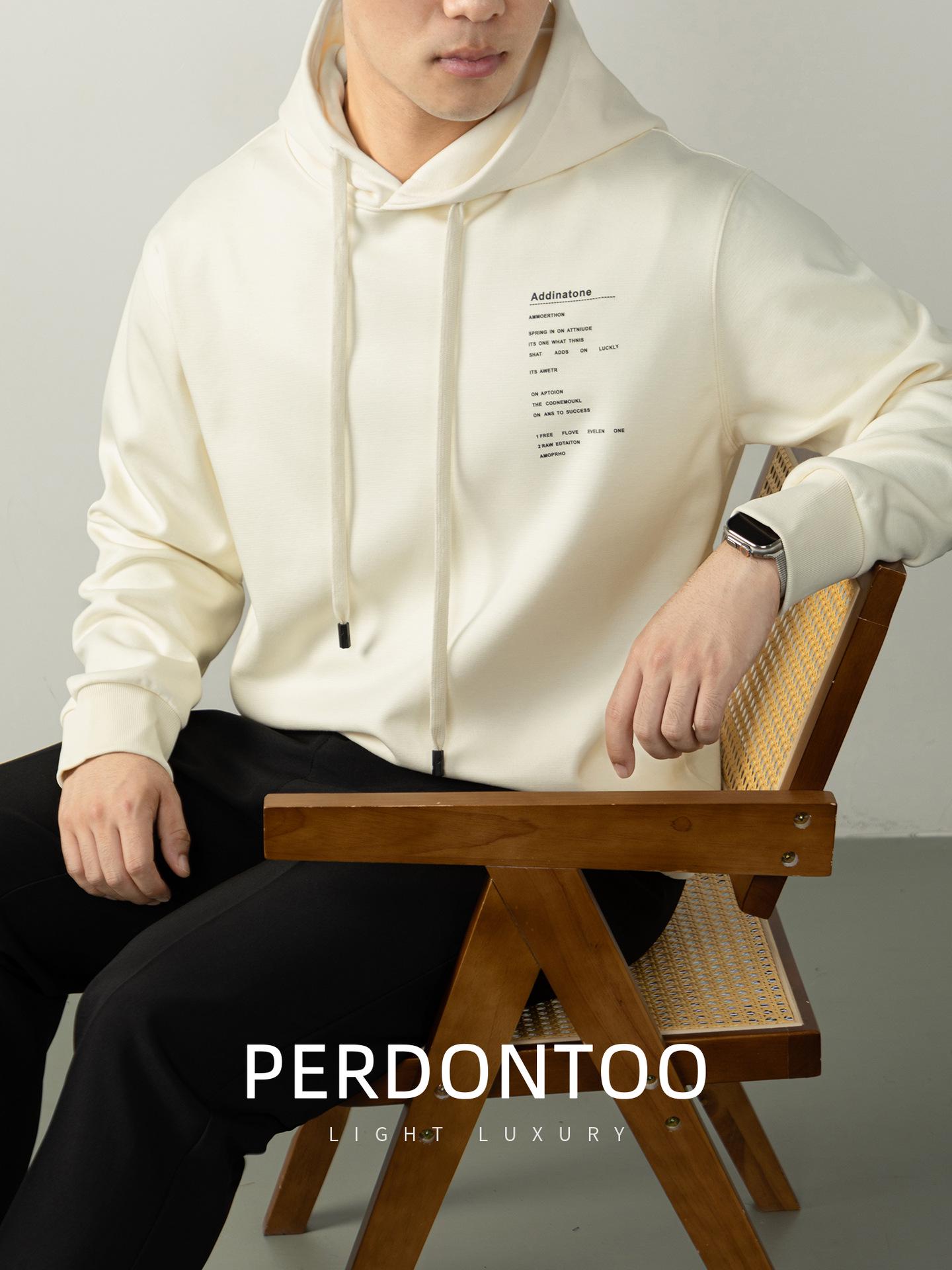 Men s 2025 Autumn/Winter Japanese Style 360g Heavyweight Air Cotton Hooded Sweatshirt with 3D Letter Design Triple Extra Large