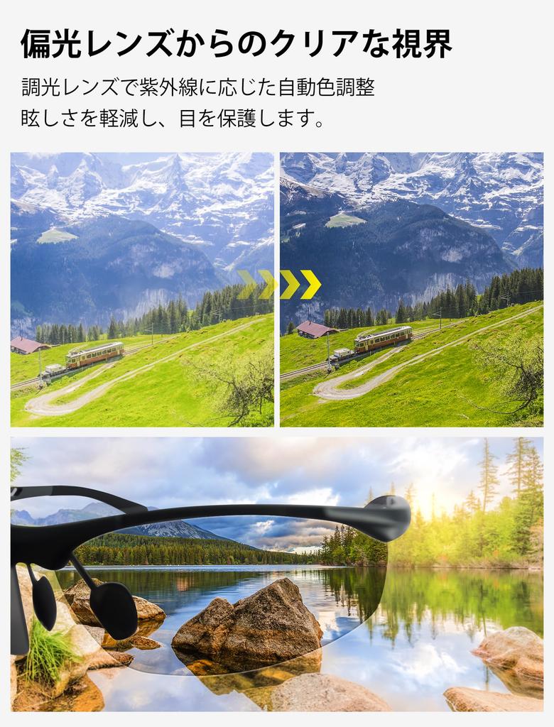 Polarisierte Sportsonnenbrille mit photochromem UV-Schutz, entworfen für Geeignet für Berg und Golf H.Nest Gläser, Schutz, Ultraleicht, Asiaten,