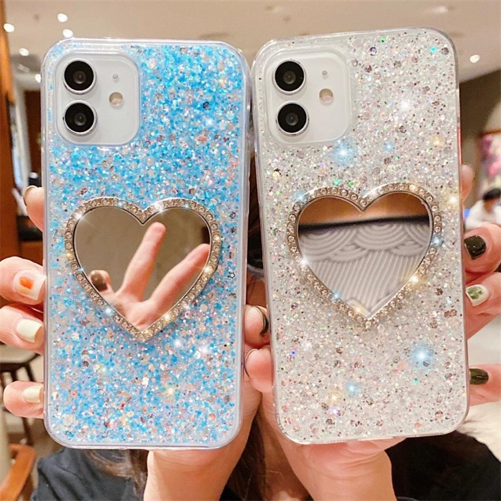 Apple XR Mobile Phone Case Is Suitable for iPhone15 Epoxy XSmax Rhinestone 11Pro Love SE Mirror Glitter