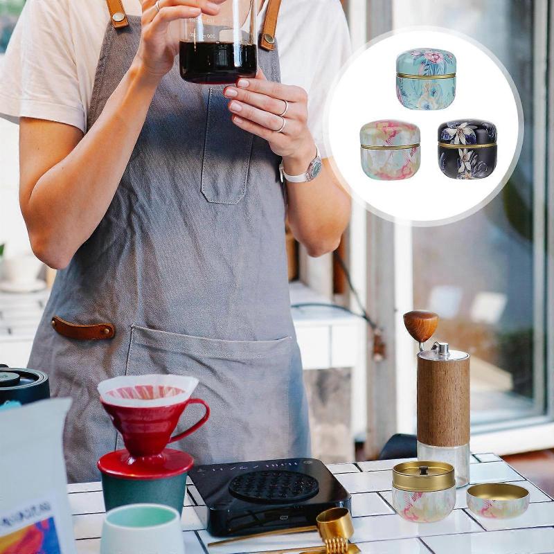 Tea Sealed Can Small Iron Sealed Can for Storage 6Pcs with Lid Assorted