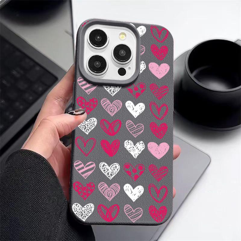 

Розовый чехол с принтом сердец любви и кожи, текстура TPU, матовый чехол для iPhone 16 Pro Max 15 Pro 14 13 12 11, мягкий, тонкий, ударопрочный чехол для телефона iPhone 14 Pro Max серый