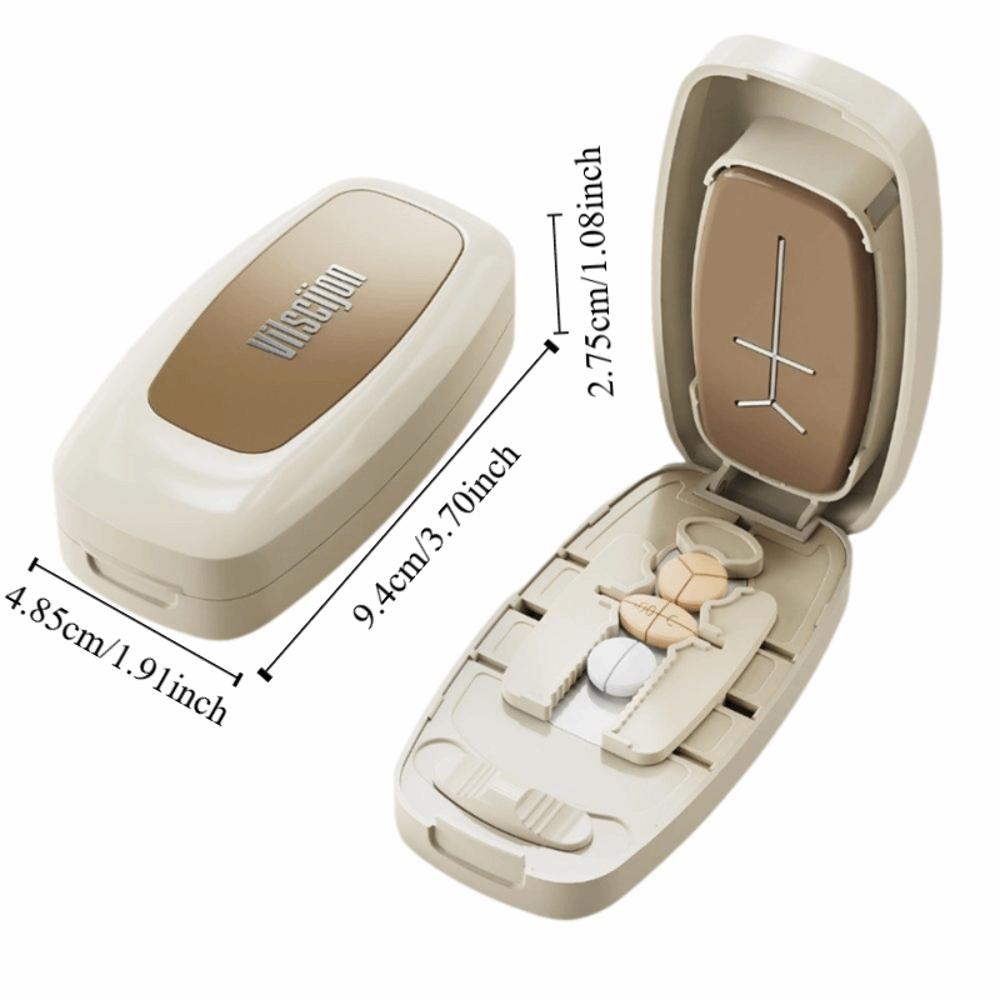 Drug Tablet Pill Divider Storage Box Dustproof Crusher Divider for Small or Large Pills