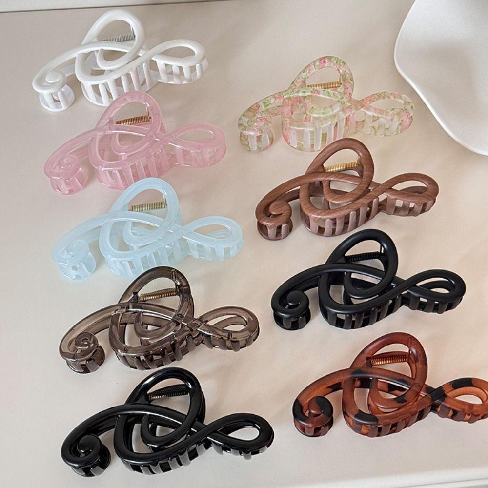 Non-Slip Musical Note Hair Claw Hairpin Large Size Shark Clip Plastic Grab Clip Travel