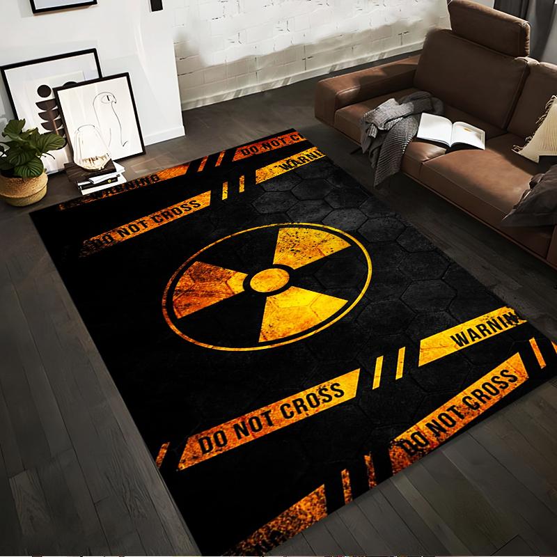 

Radioactive Warning Area Rug with Do Not Cross Yellow Design Suitable for use as an anti-slip for living room bedroom sofas 40x60cm( 15x23in )
