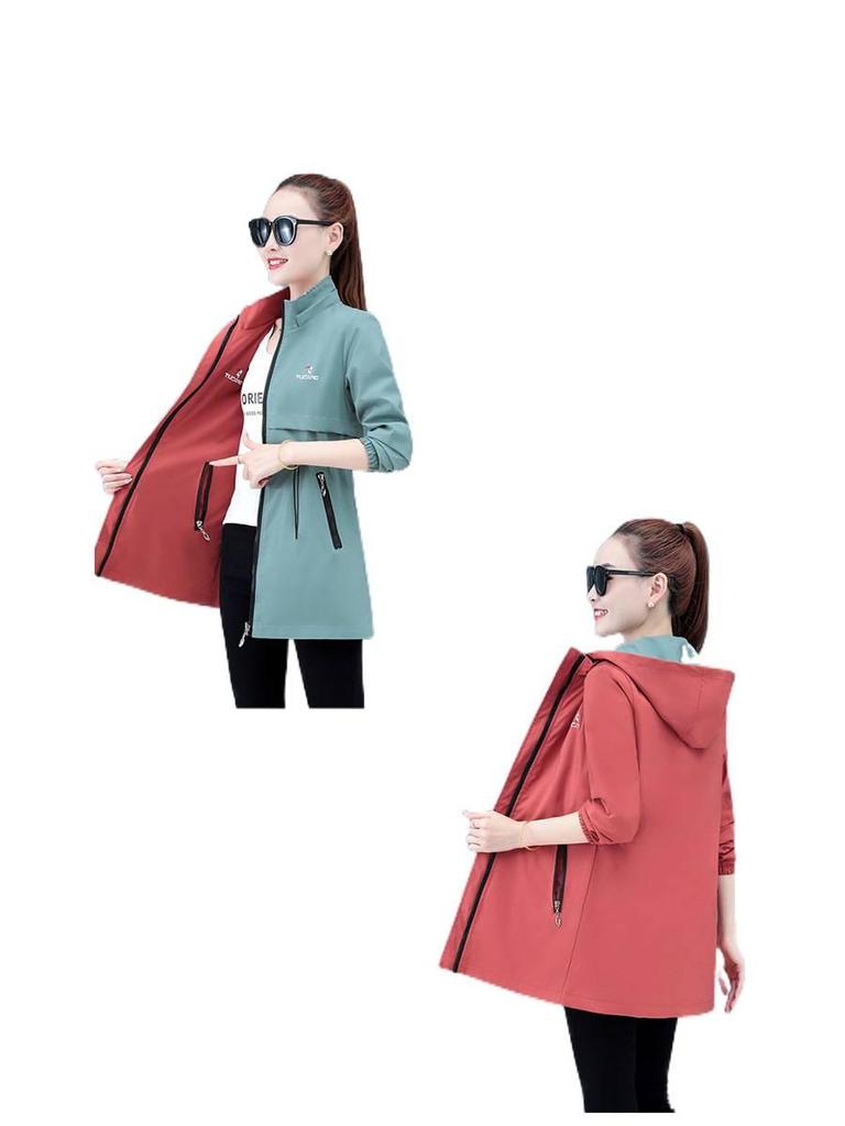 Women's Double-Sided Trench Coat - Spring/Autumn 2025 Fashion, Mid-Length for Middle-Aged Moms