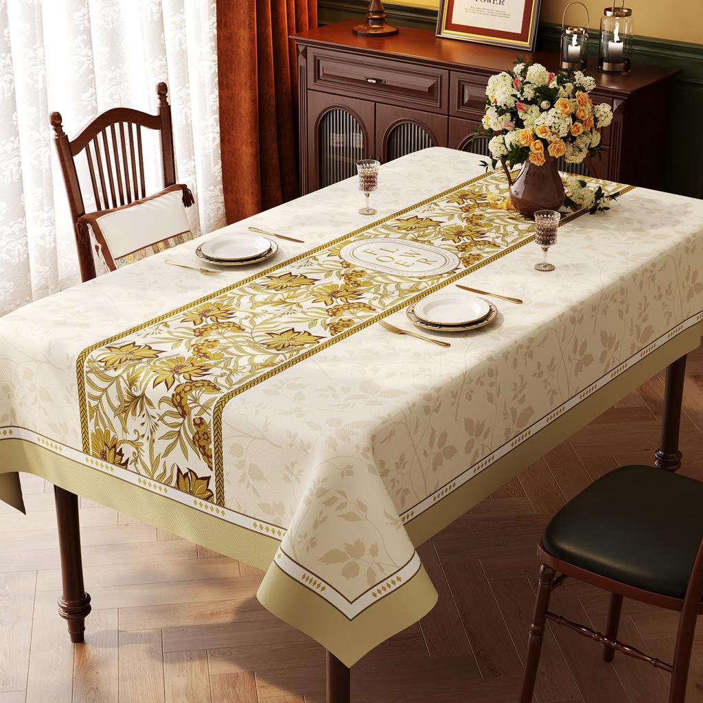 American Style Vintage Table Runner with Floral Jacquard Weave for Coffee Table Living Room Home Decoration Outdoor Picnic Mat