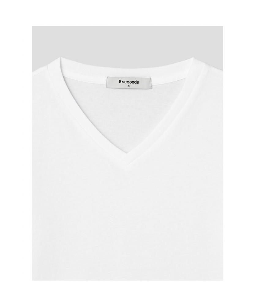 8SECONDS Basic V-Neck Short Sleeve T-Shirt White