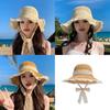 Summer Straw Wide Brim Sun Hat With Removable Ribbon For Beach And Outdoor Wear