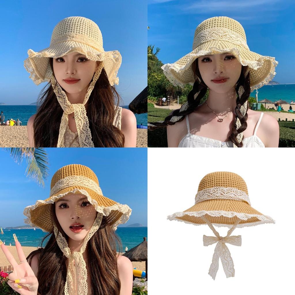 Summer Straw Wide Brim Sun Hat With Removable Ribbon For Beach And Outdoor Wear