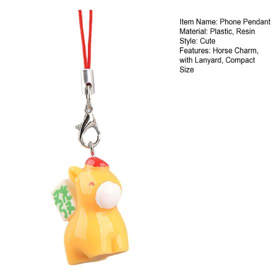 Phone Pendant 2026 Year of Horse Charm Good Luck Keychain Zodiac Animal Shape Mobile Phones Keys Bags Ornament