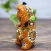 Kutani ware dancing lucky cat with gold coin N-024F