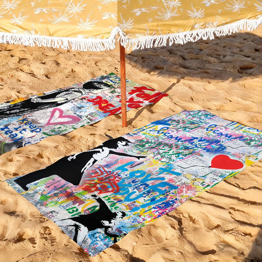 B-Banksy Graffiti Art Towel Soft Pool Gift For Travel Gym Shower Camping Quick Dry Sports Large Beach Towels
