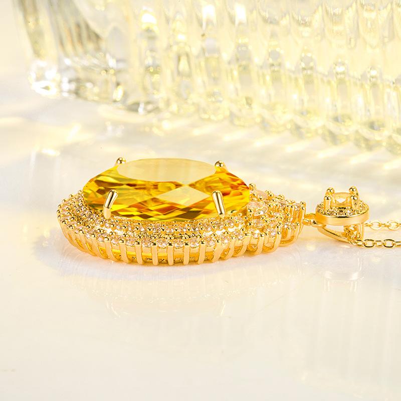 Ekte 18k gult gull 45 cm Halskjeder Pure Ametrine Anheng For Kvinner Menn Krage Mujer Naszyjnik Anheng Halskjeder Edelsten