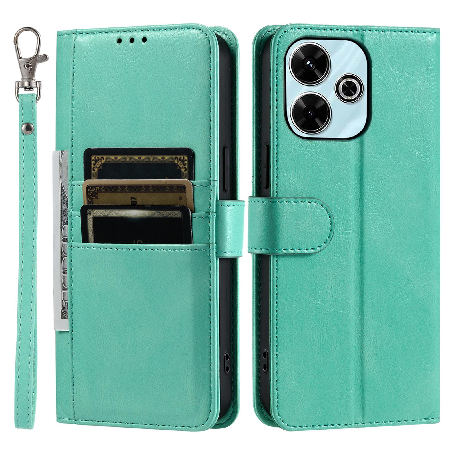 

013 Стиль Чехол для Xiaomi Redmi 13 5G/4G Противоударный Чехол для Телефона из ПУ Кожи с 6 Отделениями для Карт Mint Green