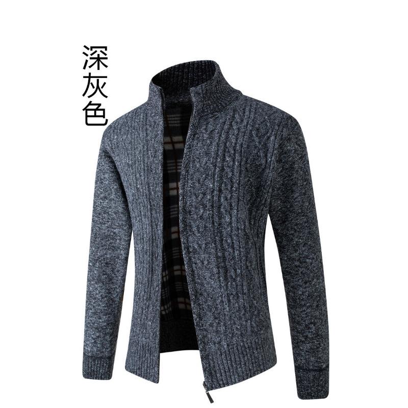Men's Thick Knit Stand Collar Cardigan