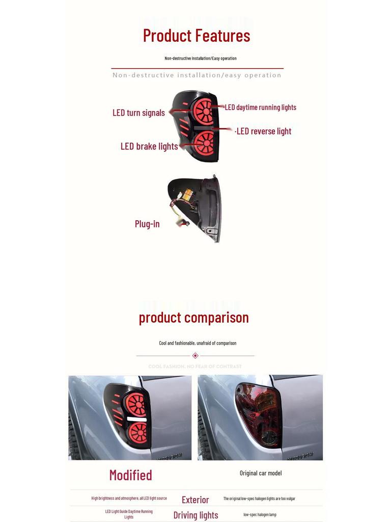 Mitsubishi L200 05-14 LED Tail Lights with Daytime Running and Turn Signals