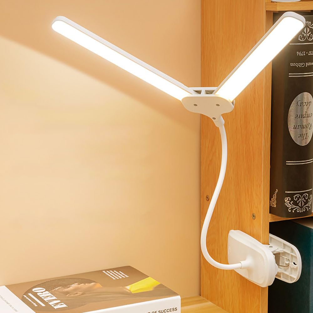 

CLEAYODO Clip-on Desk Lamp, 4500mAh Rechargeable Battery, 3 Color Temperature Settings, Stepless Dimming, Warm WhiteCool WhiteDaylight, LED Eye