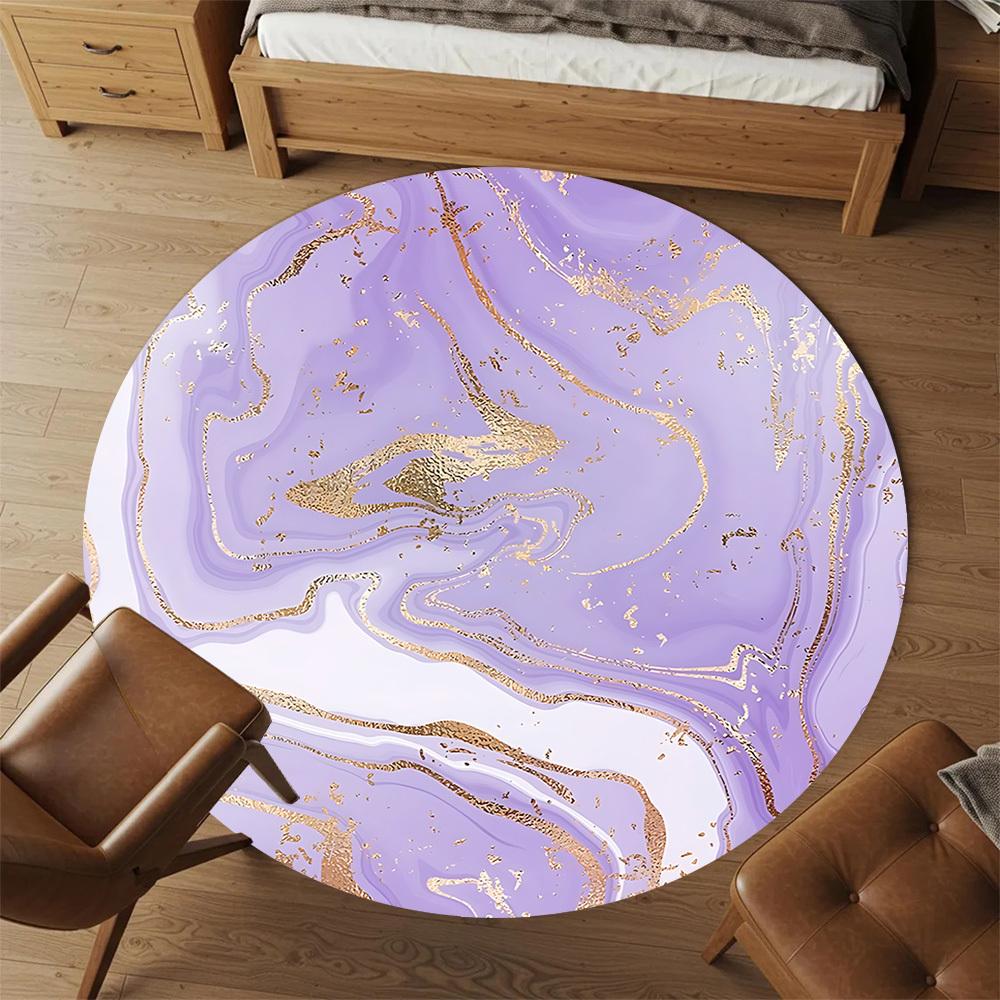 1pc Marble Texture Gold Foil Round Chair mat Area Rug - Non-Slip, Floor Mat for Office, Bedroom, and Indoor Decor c1125337