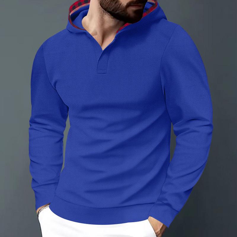 Men's Cross-border Casual Sports Hoodie - Waffle Knit, Long Sleeve, Plus Size for Autumn/Winter