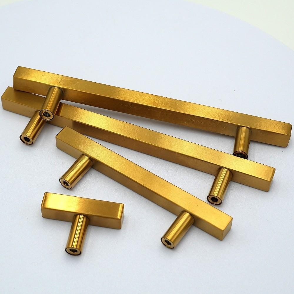 Gold Cabinet Pulls Stainless Steel Cabinet Handles Modern Door Knobs for Cupboard Wardrobe