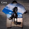 Fashion Horse Graphics T-shirts Summer Trend Short Sleeve 3D Animals Printed T Shirts Casual Loose Streetwear Harajuku Tees Tops
