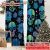 2 Stück 2D-Flachdruck-Vorhänge (Ohne Stange) Blumige Totenkopflandschaft Feiertag Halloween Weihnachten Bedruckter Vorhang Stoffvorhang