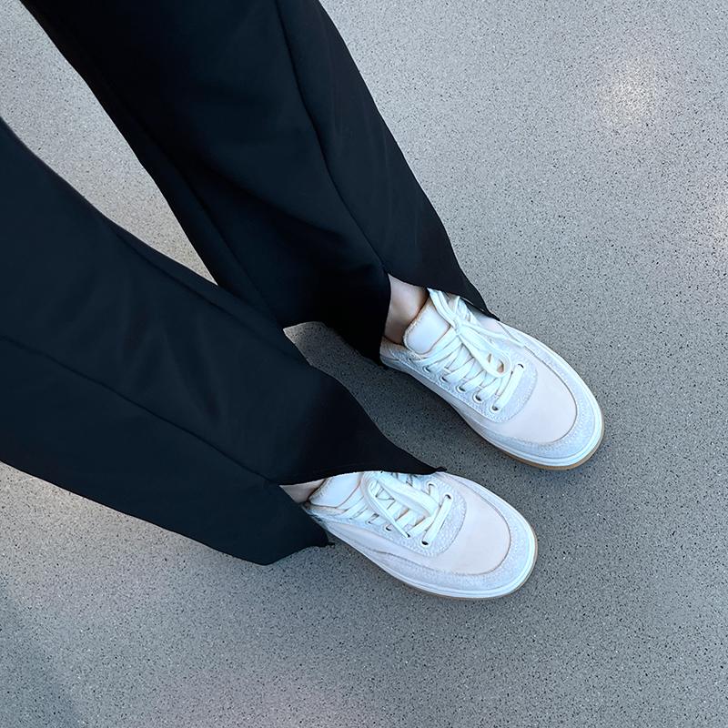 Pantofi de primăvară din piele intoarsă de vacă cu platformă cu nituri cu șireturi pentru femei pantofi casual