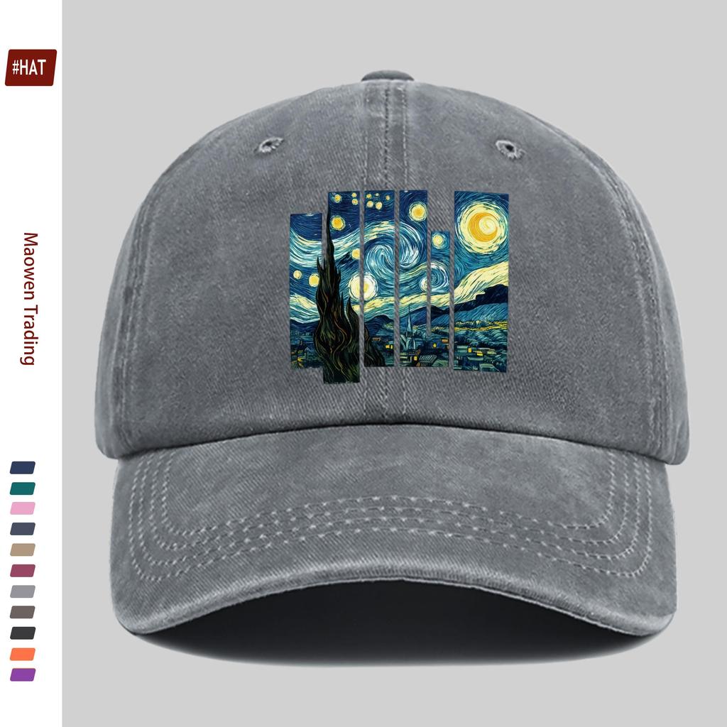 Pc Fashion Oil Painting Pattern Printed Baseball Cap Casual Design Decorative Hat Comfortable Lightweight Headwear Adjustabl