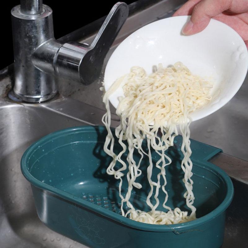 Home Plastic Storage Drain Basket Kitchen Sink Holder Adjustable Soap Sponge Hanging Food Garbage Can Kitchen Sink Drain Basket