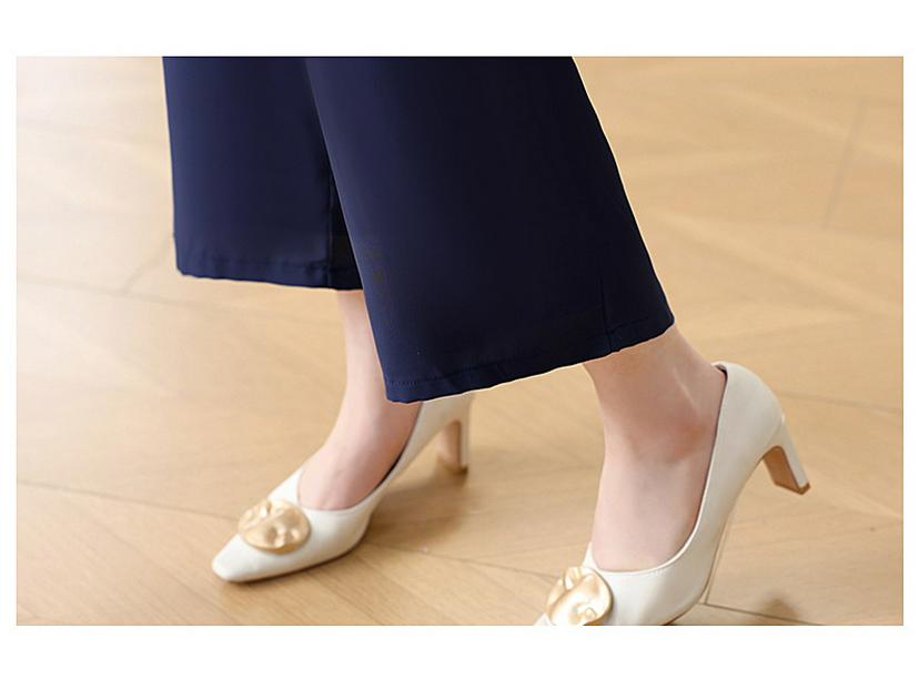 Set Bluză și Pantaloni din Șifon pentru Mama, Vara 2025: Set elegant din două piese pentru femei de vârstă mijlocie și vârstnice