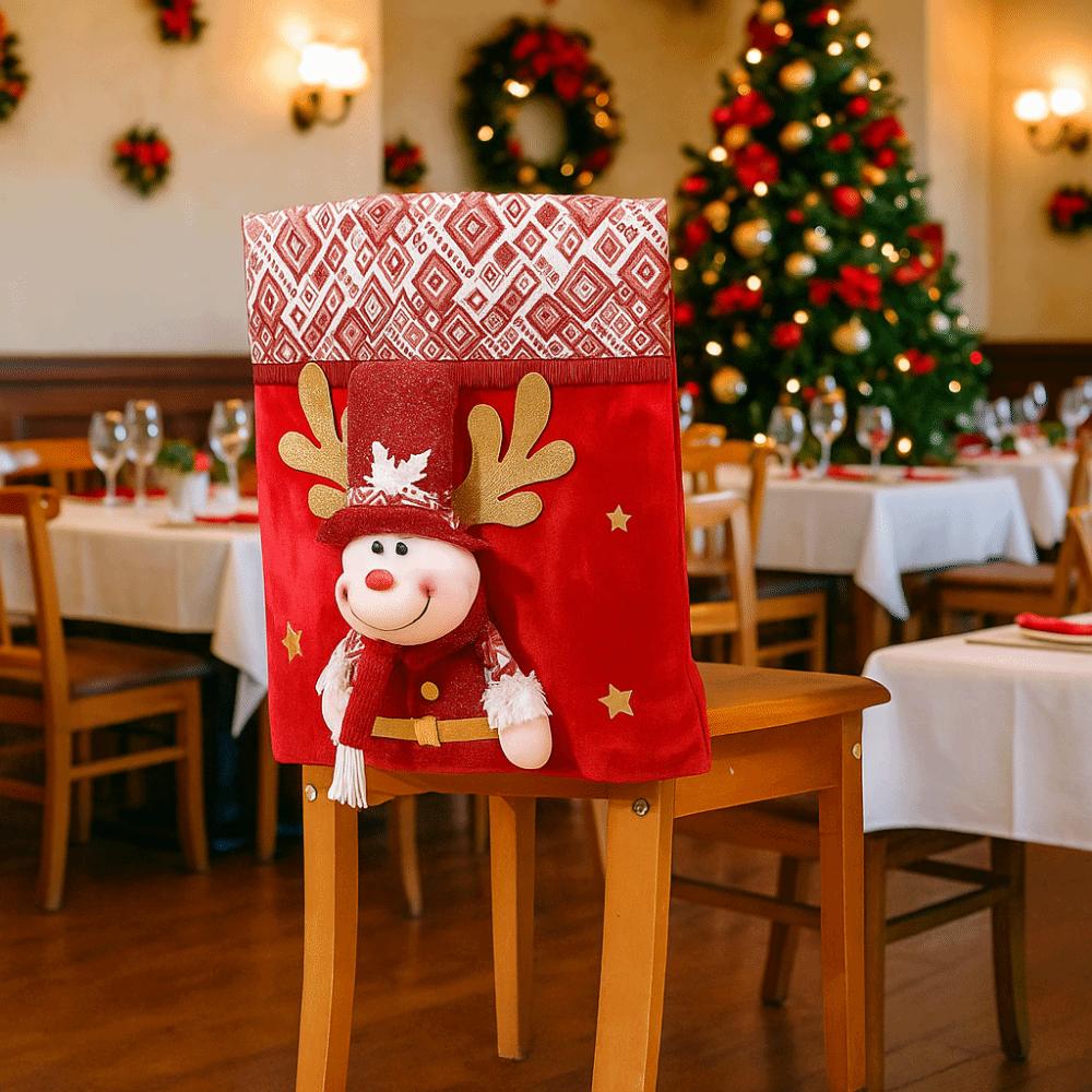 Soft Christmas Chair Cover Cartoon Chair Back Decor Xmas Dinner Chair Seat Cover  Restaurant