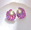 Geometric Hollow C Shape Crystal Earrings For Evening Bridal Party Jewelry