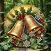 Metal Christmas Bell Round Sign Holiday Decor Vintage Home Wall Art Gift