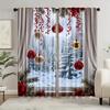 2pcs Red Christmas Curtains – Winter Theme for Living Room   Bedroom & Study