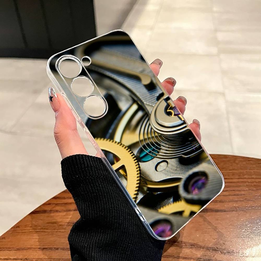 S-Steampunk Gear Mechanical COOL Phone Case For SamsungA10,12,20,21S,30,31,40,50,51,52,70,71 Transparent Cover