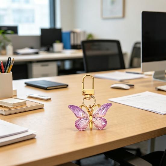 12 Pcs Butterfly Keychain with Thank You Cards And Bags Decorative Resin Charm Butterfly Gifts for Women Bridal Shower Baby Shower Birthday Party