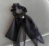 Elegant Pearl Lace Bow Headband & Hair Tie Set for Women