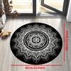Kristallvelours Teppich 1 Stück Rutschfeste Runde Fußmatte - Schwarz-Weißes Mandala Matte mit Rutschfester Rückseite, Innen-/Außenbodenmatte für