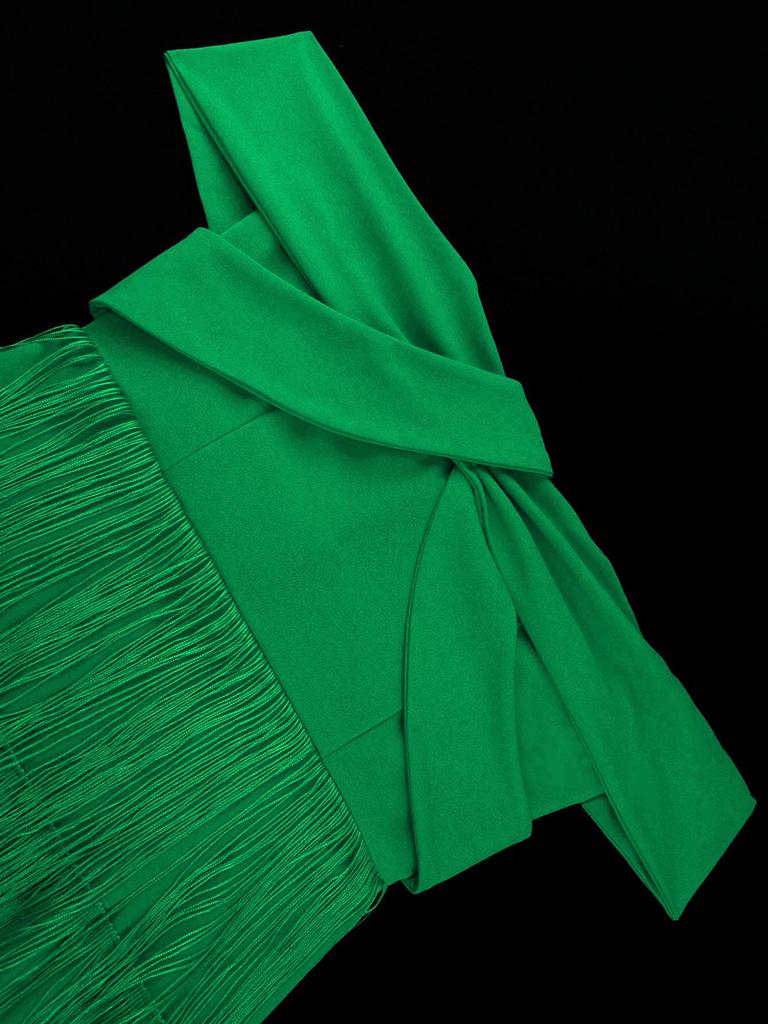 Elegant Plus Size Strapless Backless Tassel Party Dress