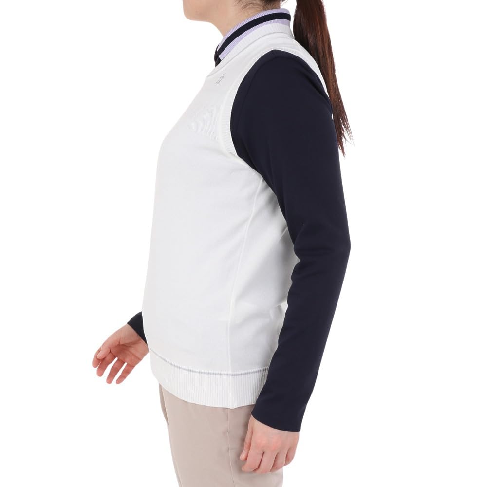 Pletená vesta Posádka Výstřih Bez rukávů Žakárový Jednoduchý Golf MGWXJL82 WH00 [Munsingwear] Dámské (Bílý)