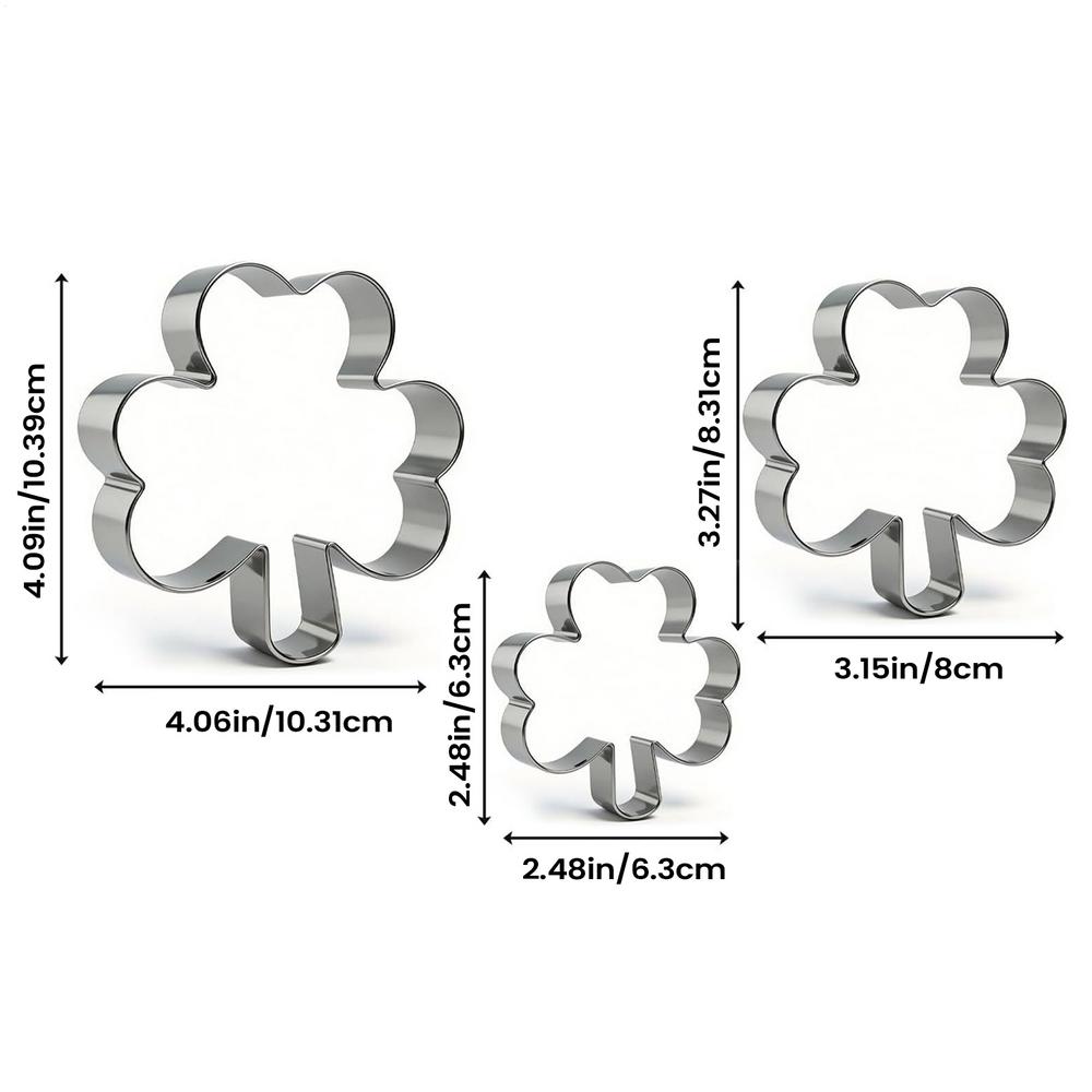 3Pcs Cookie Cutter Patrick's Day Clover Shaped Stainless Steel Mold DIY Cake Sugarcraft Pastry Biscuits Mould  Baking Tool