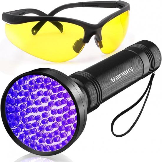 Vansky Air Conditioner Leak Detector: Professional Car Tool 68 LED Automotive AC UV Dye Leak Detection Kit With Protective Glasses