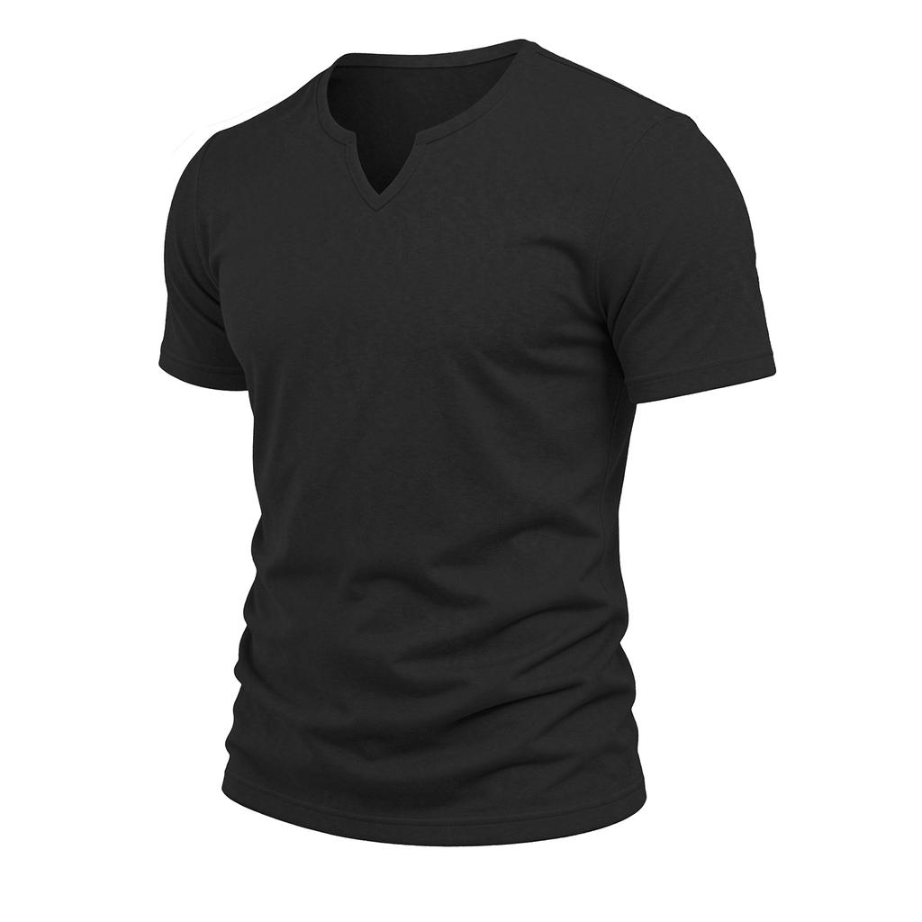 Men’s Cotton Short Sleeve V Neck T Shirt Casual Basic Solid Crew Neck Streetwear Spring Summer Comfortable Fit