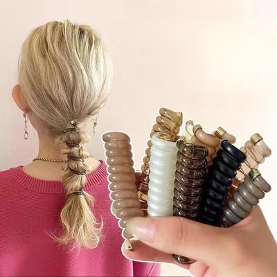 Spiraalvormige haarelastiek Lange spoelen Haarelastiek Effen kleur Haartouwen Waterdichte vlechten Haarringen Rekbare paardenstaarthouder Haaraccessoires voor dames Meisjes