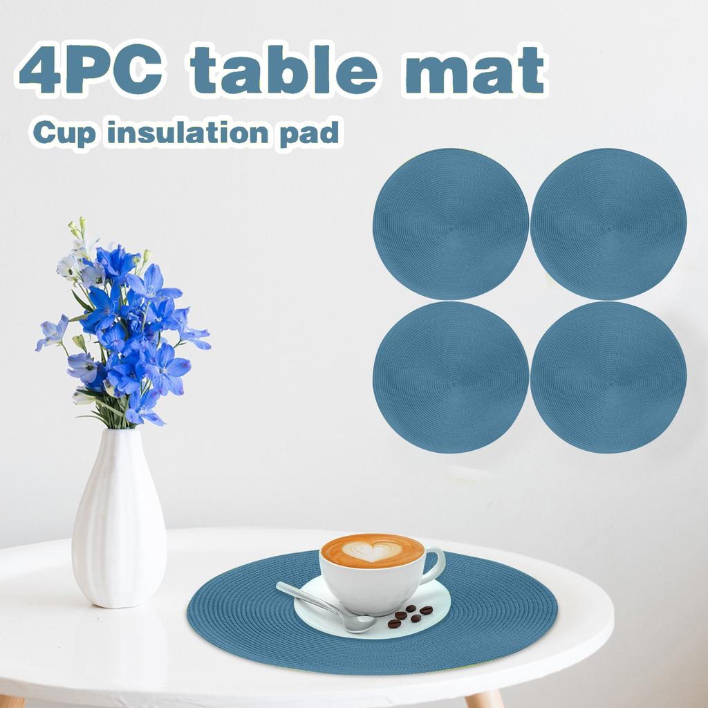 38-сантиметровий столовий килимок, нековзкий ізольований килимок, круглий тканий килимок, 4 шт