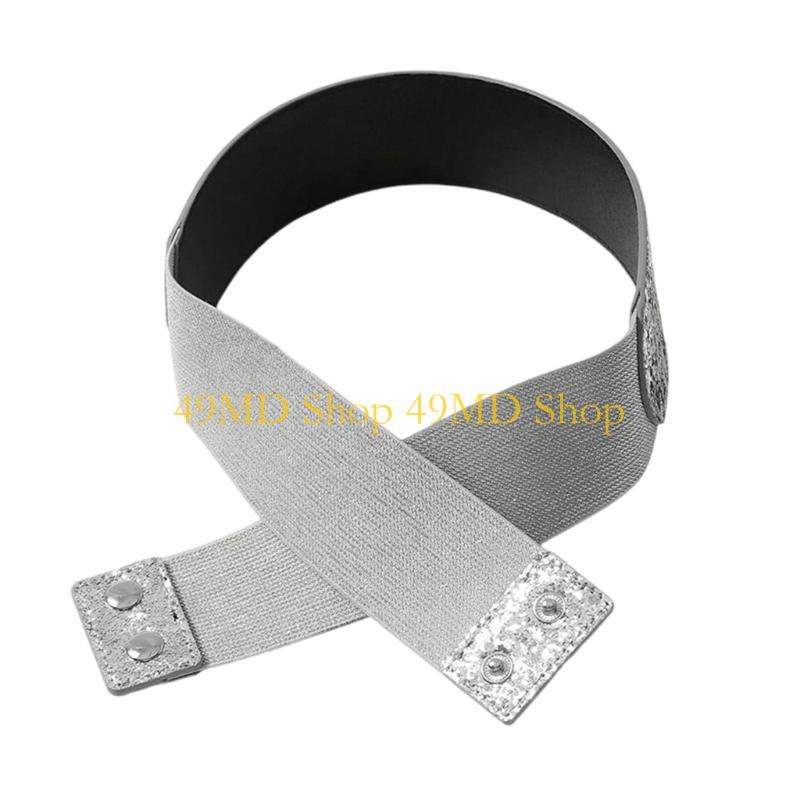 49MD Sparkly Waist Belt Glitter Corset Wideband Grunge Belt Modern Elastic Belt CN
